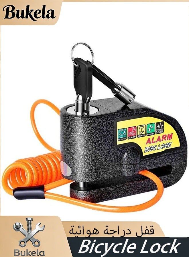 Bukela Motorcycle Alarm Disc Brake Lock, Motorcycle Locks Anti-Theft Security Wheel Disc Lock Waterproof 110dB Alarm Sound with 5ft Reminder Cable Keys and Carry Pouch for Motorbike Bike Scooter - Image 1